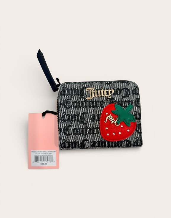 Juicy Couture Handbags - Juicy Couture Freshly Picked Small Zip Around Wallet in Black Beige Liquorice